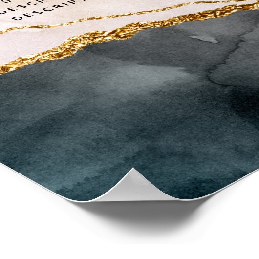 Waterverf Roze zwarte goudprijs Poster (Hoek)