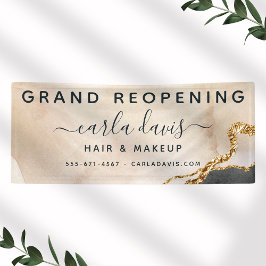 Waterverf Roze zwarte goudzout Heropening Spandoek