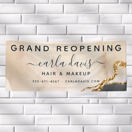 Waterverf Roze zwarte goudzout Heropening Spandoek