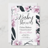 Waterverf roze zwarte orchidee bloem Baby shower Kaart (Voorkant)