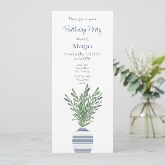 Waterverf Rozemarijn & Blauw Gestreepte Vaas Uitno Kaart (Staand voorkant)