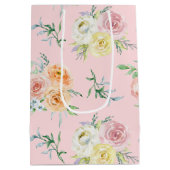 Waterverf Rozen 40e Verjaardag Medium Gift Bag Medium Cadeauzakje (Achterkant)