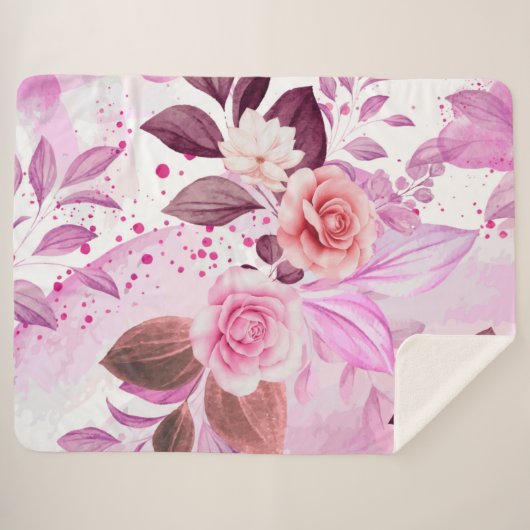 WATERVERF ROZEN 4 SHERPA DEKEN (Voorkant (horizontaal))