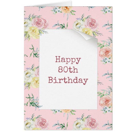 Waterverf Rozen 80e verjaardag (Voorkant)