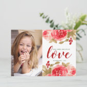 Waterverf Rozen Aangepaste foto Valentijnsdag Kaart (Staand voorkant)