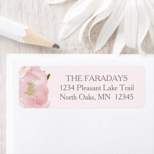 Waterverf Rozen Aankondiging van roze geboorte Etiket (Insitu)