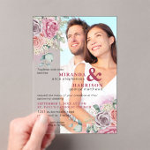 Waterverf Rozen Acryl Foto bruiloft uitnodiging (Insitu (Draagbaar))