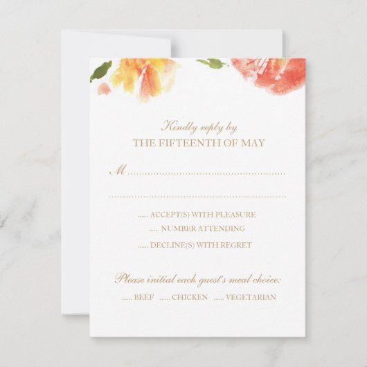 Waterverf Rozen Antwoorden Kaart (Voorkant)