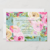 Waterverf Rozen Aqua Glitter Vrijgezellenfeest Kaart (Achterkant)