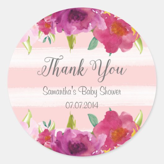 Waterverf Rozen Baby shower Sticker (Voorkant)