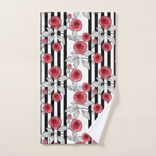 Waterverf rozen bad handdoek (Handdoek)