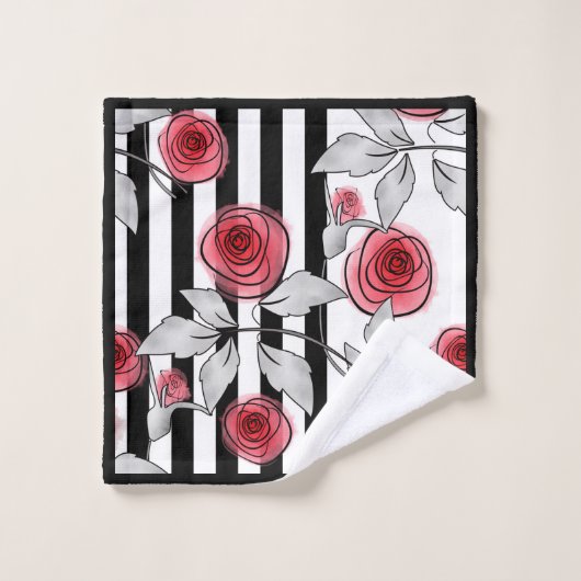 Waterverf rozen bad handdoek (Wasdoekje)