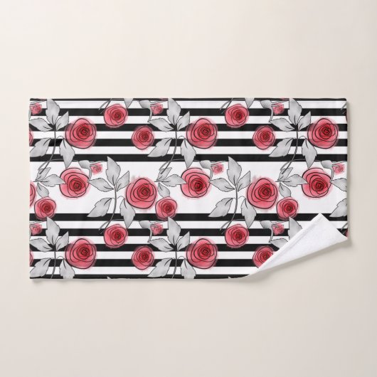 Waterverf rozen bad handdoek (Handdoek)