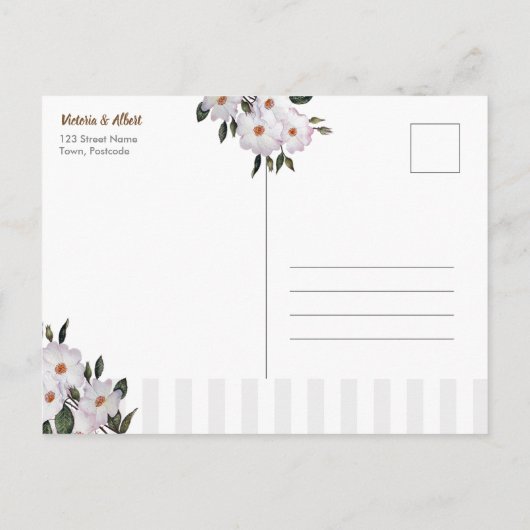 Waterverf Rozen Ballerina Bruiloft Opslaan De Datu Aankondigingskaart (Achterkant)