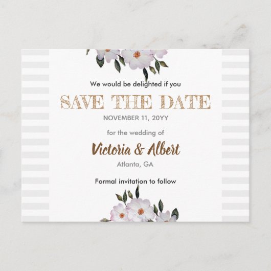 Waterverf Rozen Ballerina Bruiloft Opslaan De Datu Aankondigingskaart (Voorkant)