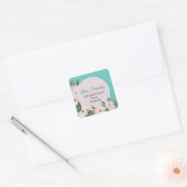 Waterverf Rozen Ballerina Floral Address Circle Vierkante Sticker (Envelop)