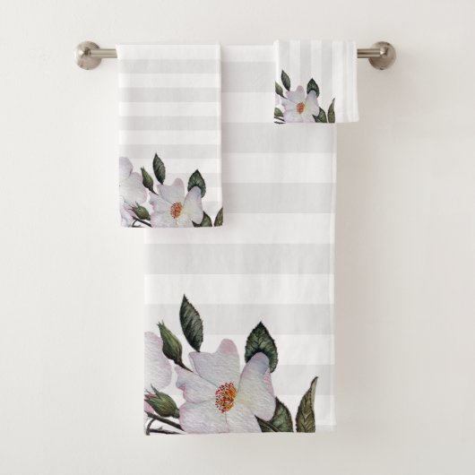 Waterverf Rozen Ballerina Floral Design Bad Handdoek (Insitu)