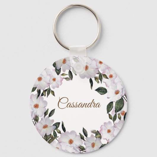 Waterverf Rozen Ballerina Floral Design Sleutelhanger (Voorkant)