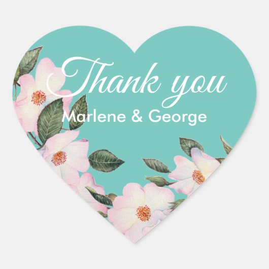 Waterverf Rozen Ballerina Floral Illustration Hart Sticker (Voorkant)