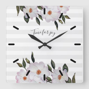 Waterverf Rozen Ballerina Floral Illustration Vierkante Klok