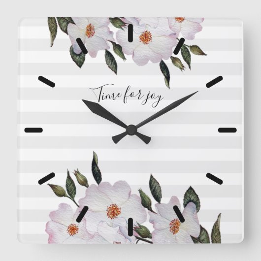 Waterverf Rozen Ballerina Floral Illustration Vierkante Klok (Voorkant)