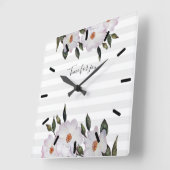 Waterverf Rozen Ballerina Floral Illustration Vierkante Klok (Hoek)