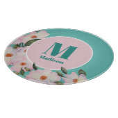 Waterverf Rozen Ballerina Floral Monogram Cirkel Snijplank (Hoek)