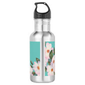 Waterverf Rozen Ballerina Floral Monogram Cirkel Waterfles (Achterkant)