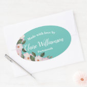 Waterverf Rozen Ballerina Made with Love Ovale Sticker (Envelop)