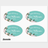 Waterverf Rozen Ballerina Made with Love Ovale Sticker (Vel)
