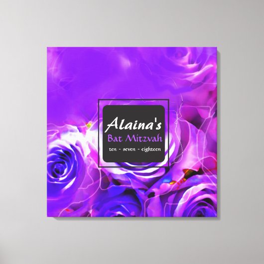 WATERVERF ROZEN BAT Mitzvah Memory Inlogbord Canvas Afdruk (Voorkant)