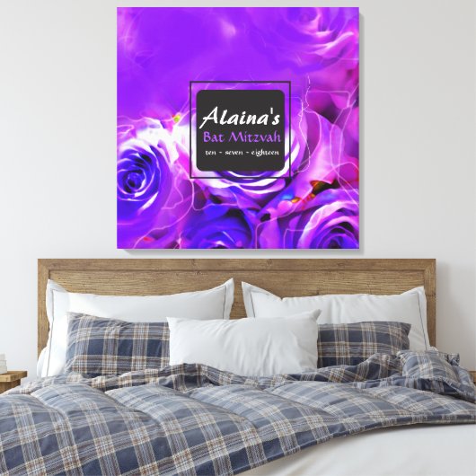 WATERVERF ROZEN BAT Mitzvah Memory Inlogbord Canvas Afdruk (Insitu (Slaapkamer))