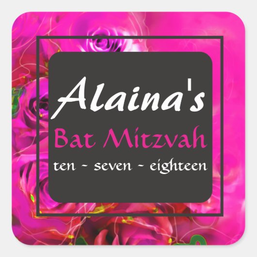 WATERVERF ROZEN BBT Mitzvah Return Address Label (Voorkant)