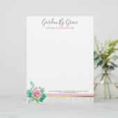 Waterverf Rozen & bijtende wood met kristallen Briefhoofd (Staand voorkant)