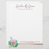 Waterverf Rozen & bijtende wood met kristallen Briefhoofd (Voorkant / Achterkant)