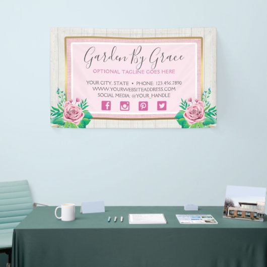 Waterverf Rozen & bijtende wood met kristallen Spandoek (Beurs)