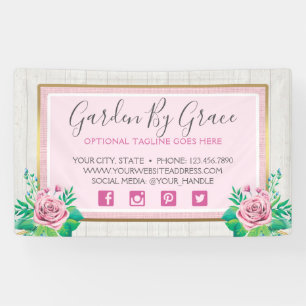 Waterverf Rozen & bijtende wood met kristallen Spandoek