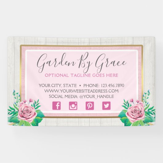 Waterverf Rozen & bijtende wood met kristallen Spandoek (Horizontaal)