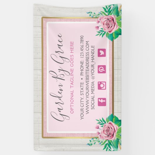 Waterverf Rozen & bijtende wood met kristallen Spandoek (Verticaal)