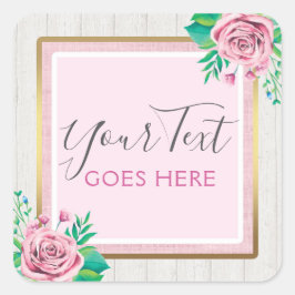 Waterverf Rozen & bijtende wood met kristallen Vierkante Sticker