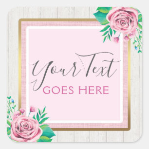 Waterverf Rozen & bijtende wood met kristallen Vierkante Sticker