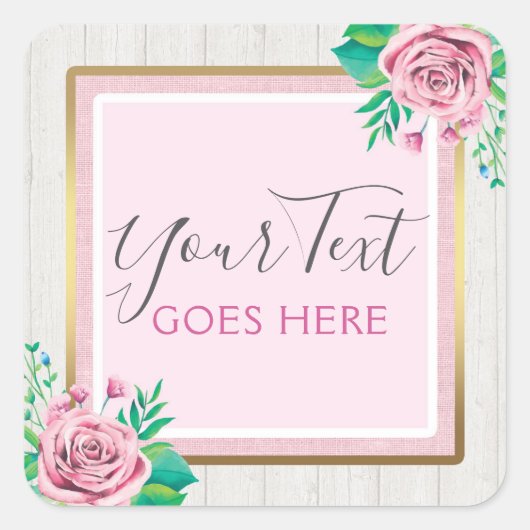 Waterverf Rozen & bijtende wood met kristallen Vierkante Sticker (Voorkant)