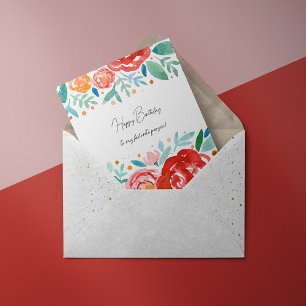 Waterverf rozen Birthday Kaart