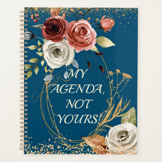 Waterverf Rozen Blauw Boeket Agenda Planner (Voorkant)