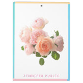 Waterverf Rozen Blauwe Groene Roze Gele Sjabloon Klembord (Achterkant)