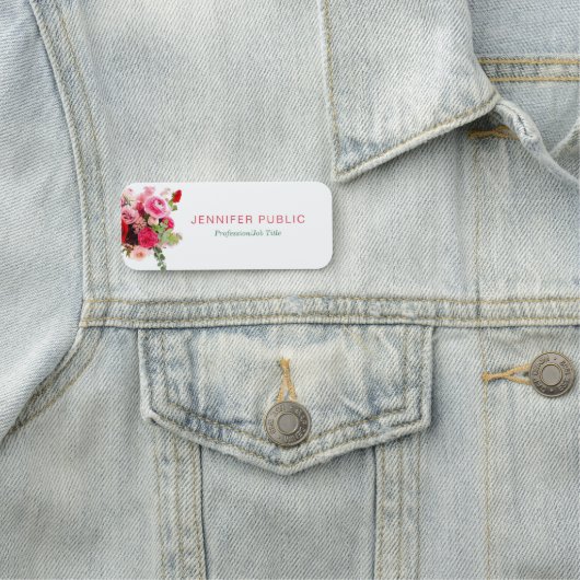 Waterverf Rozen Bloem Moderne Sjabloon Naamplaatje (In situ)