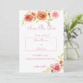 Waterverf Rozen Bloemen Bruiloft Save The Date Kaart (Staand voorkant)