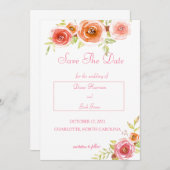 Waterverf Rozen Bloemen Bruiloft Save The Date Kaart (Voorkant / Achterkant)