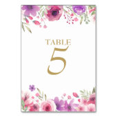 Waterverf Rozen Bloemen Gouden Tafelnummer (Voorkant)