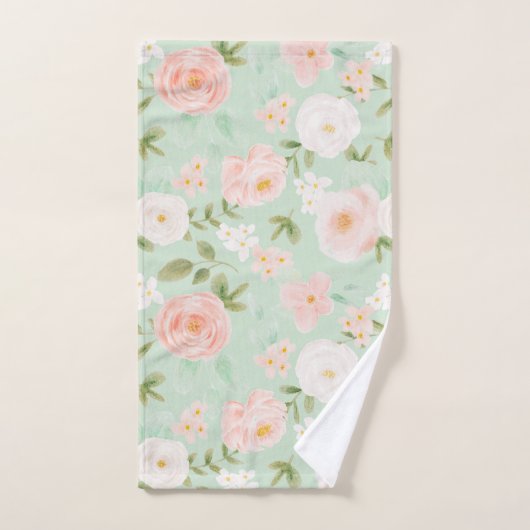 Waterverf Rozen Bloemen in Roze en Perzik Bad Handdoek (Handdoek)